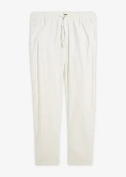 bonprix bonprix Pantalones|Novedades>Pantalón tipo chino de mezcla de lino ligero con corte regular y forma recta Blanco-gris