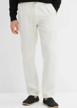 bonprix bonprix Pantalones|Novedades>Pantalón tipo chino de mezcla de lino ligero con corte regular y forma recta Blanco-gris