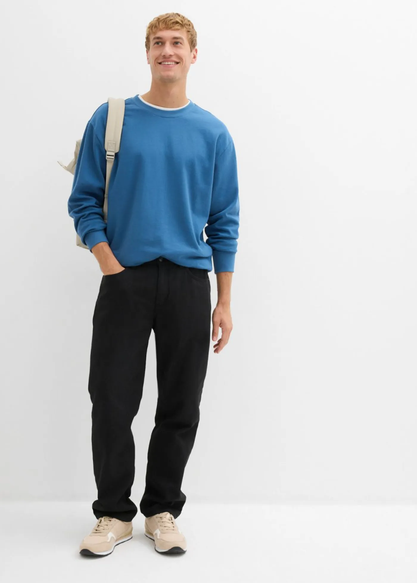 bonprix bonprix Ropa Térmica|Pantalones>Pantalón térmico con corte holgado, cinturilla cómoda y diseño recto Negro