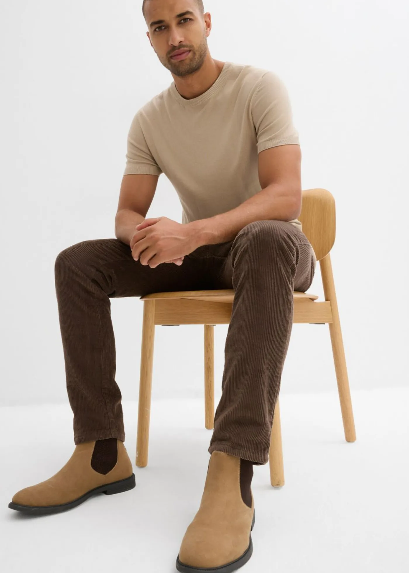 bonprix bonprix Ropa Térmica|Pantalones>Pantalón térmico de pana con corte regular, forro de franela y diseño recto marrón arcilla