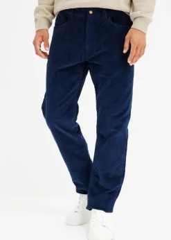 bonprix bonprix Ropa Térmica|Outdoor>Pantalón térmico de pana con corte informal, forro de franela y diseño recto Azul almirante