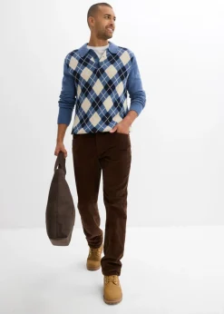 Hombre bonprix bonprix Pantalón térmico de pana con corte informal, forro de franela y diseño recto