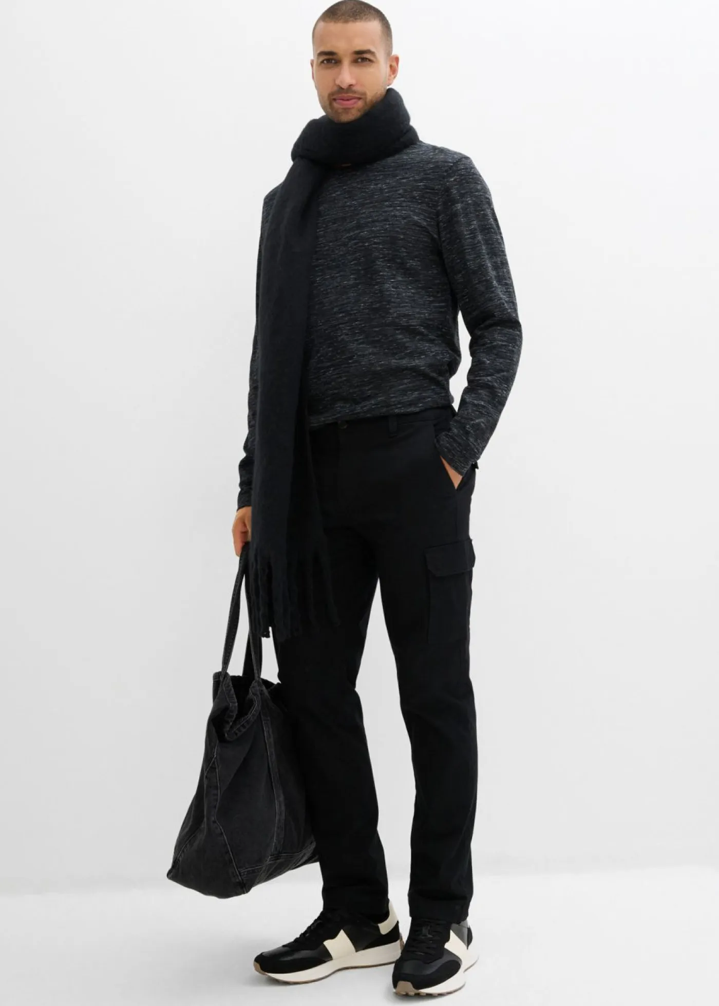 bonprix bonprix Ropa Térmica|Outdoor>Pantalón térmico elástico de corte recto y estilo cargo Negro