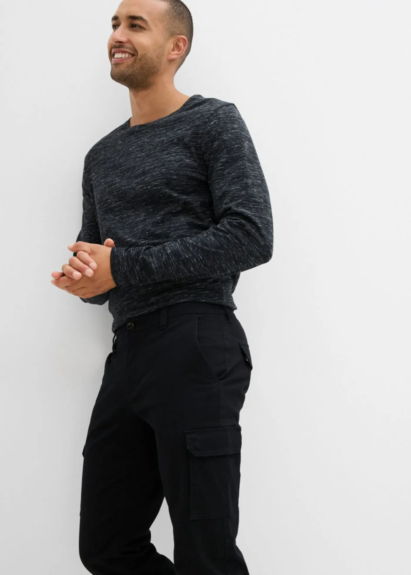 bonprix bonprix Ropa Térmica|Outdoor>Pantalón térmico elástico de corte recto y estilo cargo Negro