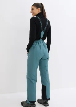 Mujer bonprix bonprix Pantalón térmico funcional de esquí con tirantes desmontables, material impermeable y corte recto