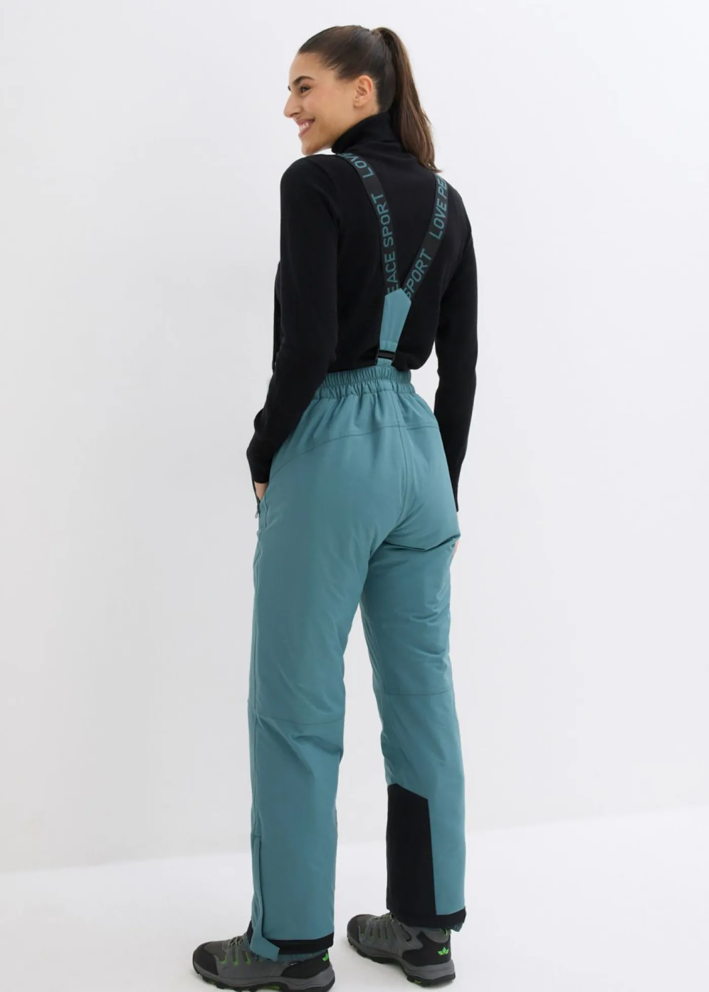 Mujer bonprix bonprix Pantalón térmico funcional de esquí con tirantes desmontables, material impermeable y corte recto