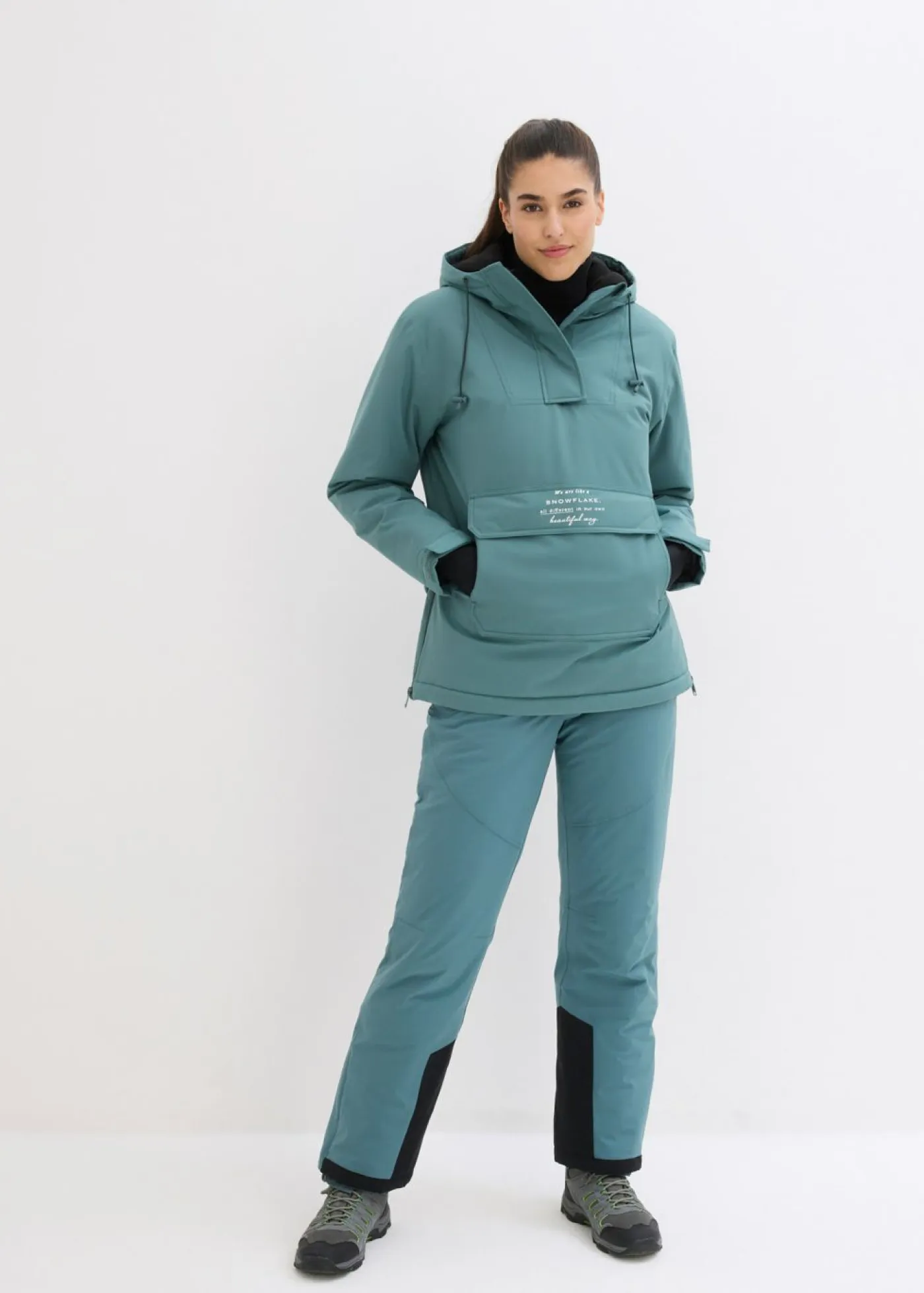 Mujer bonprix bonprix Pantalón térmico funcional de esquí con tirantes desmontables, material impermeable y corte recto