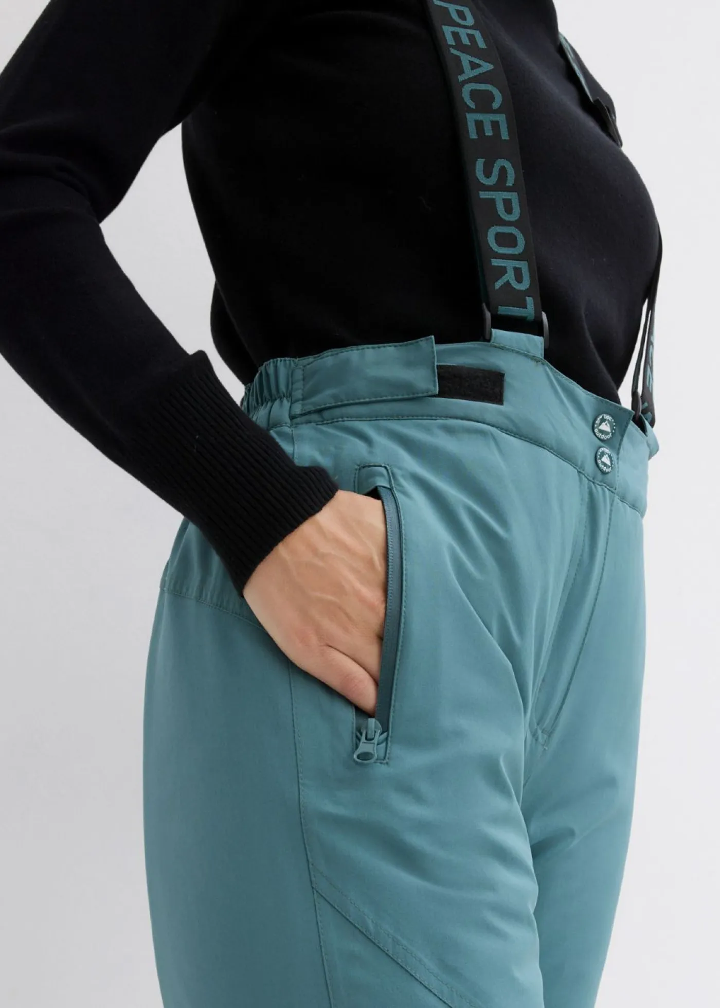 Mujer bonprix bonprix Pantalón térmico funcional de esquí con tirantes desmontables, material impermeable y corte recto