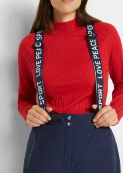 Mujer bonprix bonprix Pantalón térmico funcional de esquí con tirantes desmontables, material impermeable y corte recto