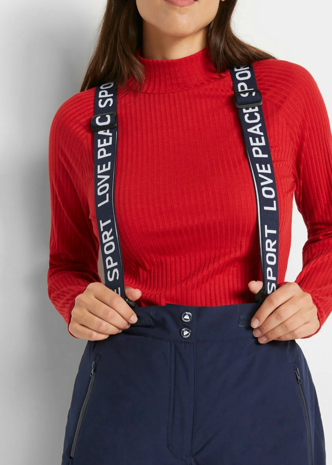 Mujer bonprix bonprix Pantalón térmico funcional de esquí con tirantes desmontables, material impermeable y corte recto