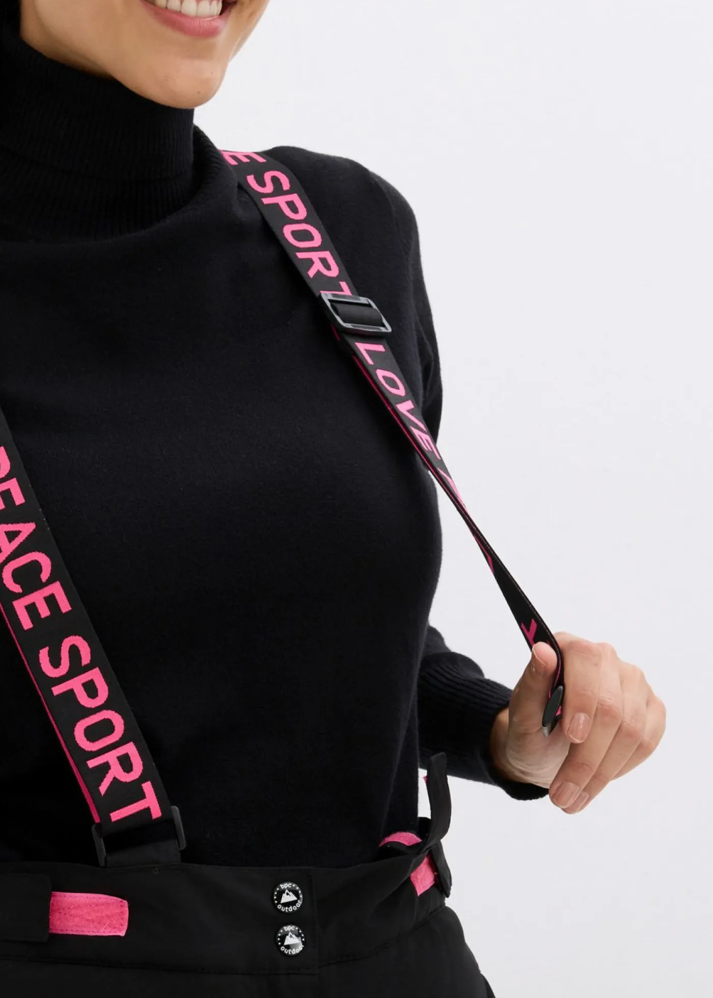 bonprix bonprix Ropa Térmica|Ropa Para El Aire Libre>Pantalón térmico funcional de esquí con tirantes desmontables, material impermeable y corte recto Negro