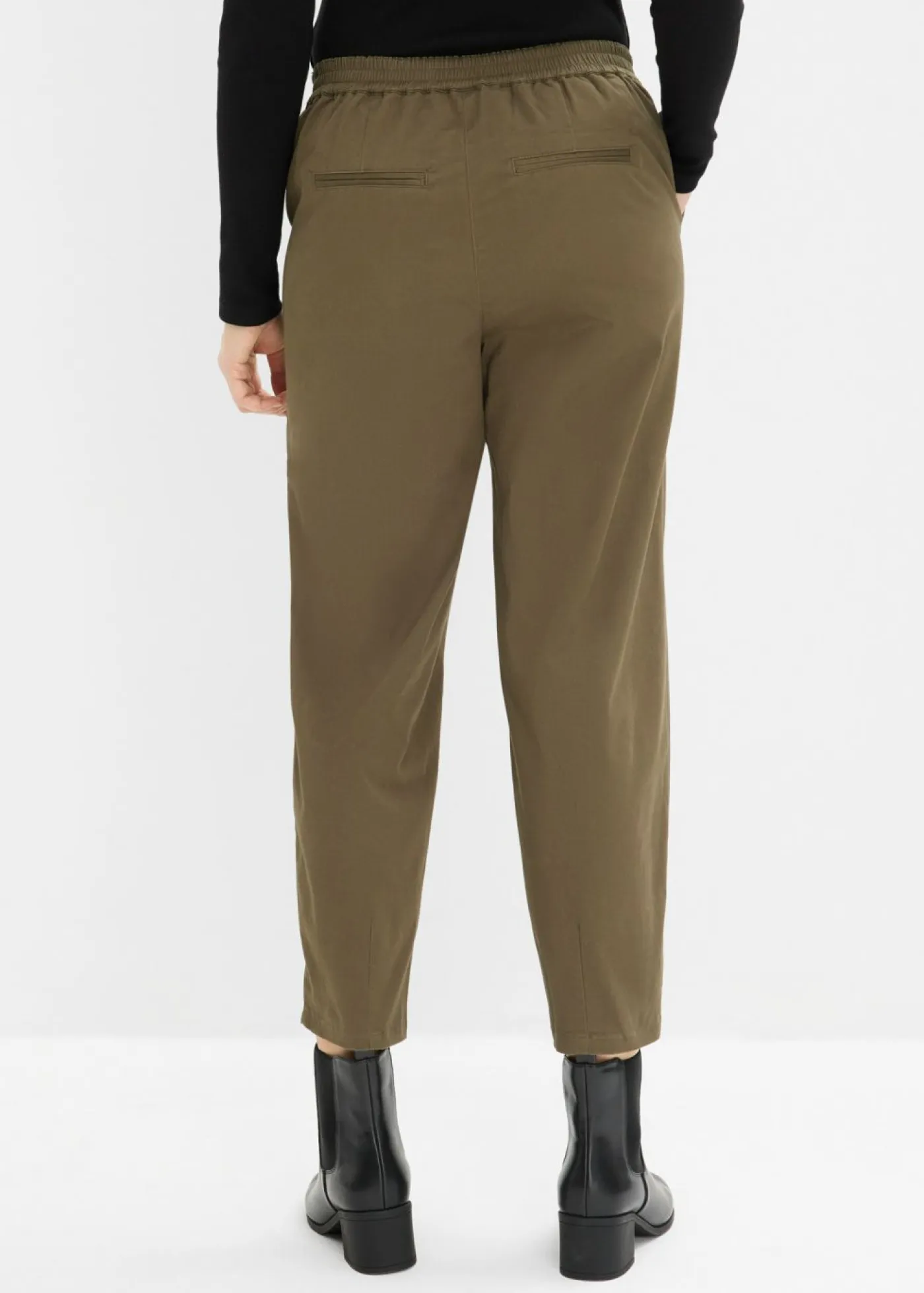 bonprix bonprix Pantalones>Pantalones sin cierre de mezcla de algodón Verde oliva oscuro