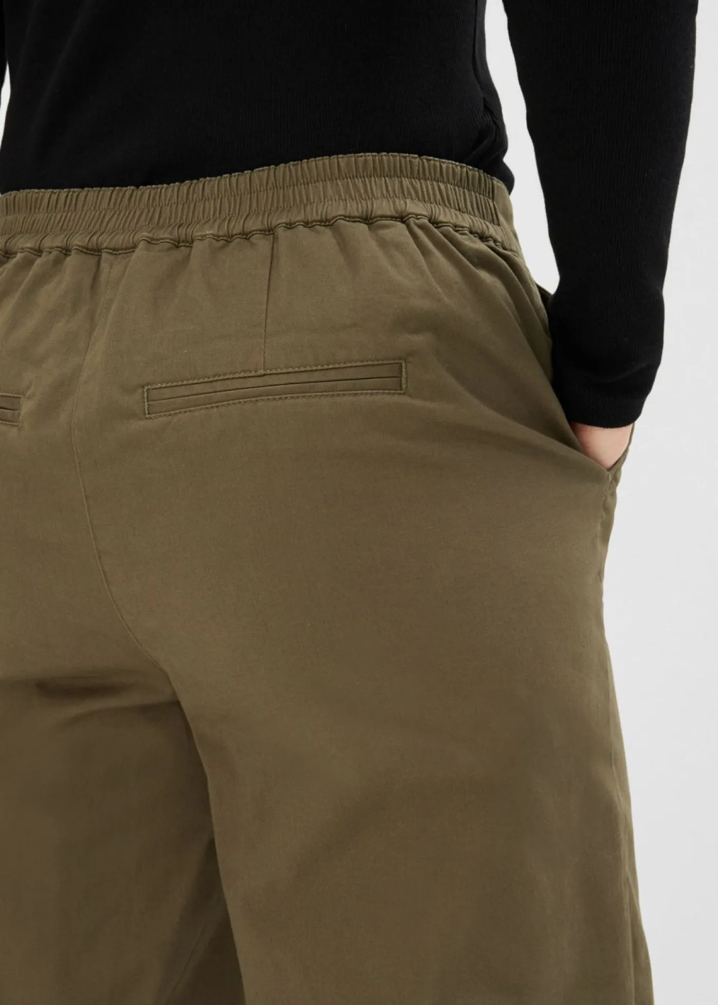 bonprix bonprix Pantalones>Pantalones sin cierre de mezcla de algodón Verde oliva oscuro