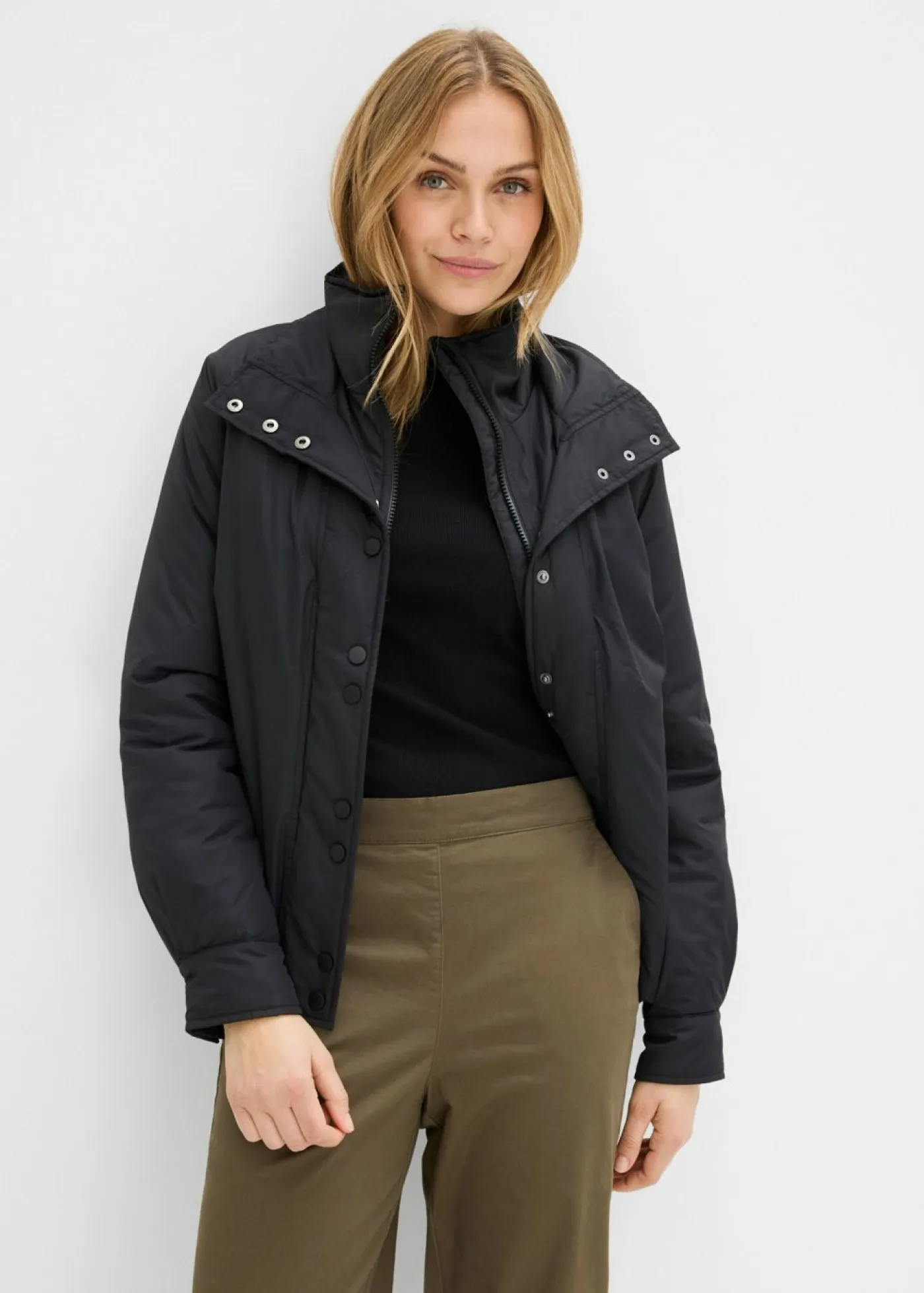 bonprix bonprix Pantalones>Pantalones sin cierre de mezcla de algodón Verde oliva oscuro