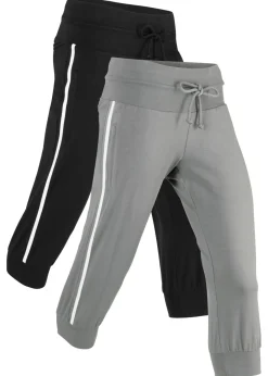 bonprix bonprix Ropa Deportiva|Ropa Cómoda>Paquete de 2 braguitas deportivas elásticas, 3/4 de largo, nivel 1 negro+gris ahumado