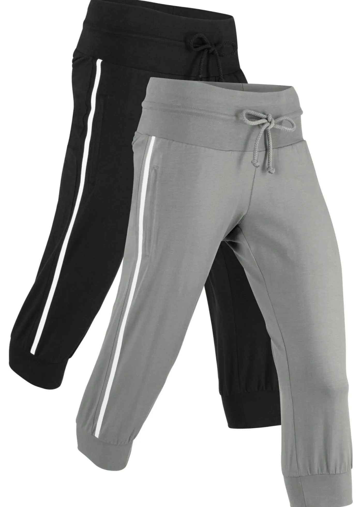 bonprix bonprix Ropa Deportiva|Ropa Cómoda>Paquete de 2 braguitas deportivas elásticas, 3/4 de largo, nivel 1 negro+gris ahumado