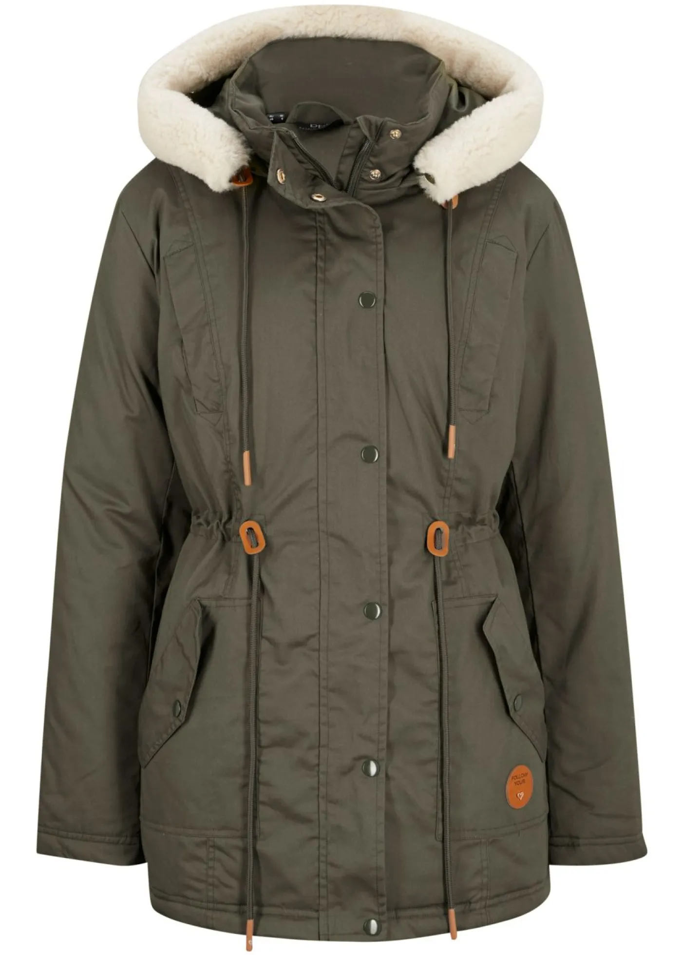 bonprix bonprix Chaquetas Y Abrigos>Parka acolchada con ribete de pelo sintético Verde oliva oscuro