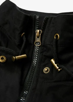 bonprix bonprix Chaquetas Y Abrigos>Parka corta de algodón con cuello alto, entallada Negro