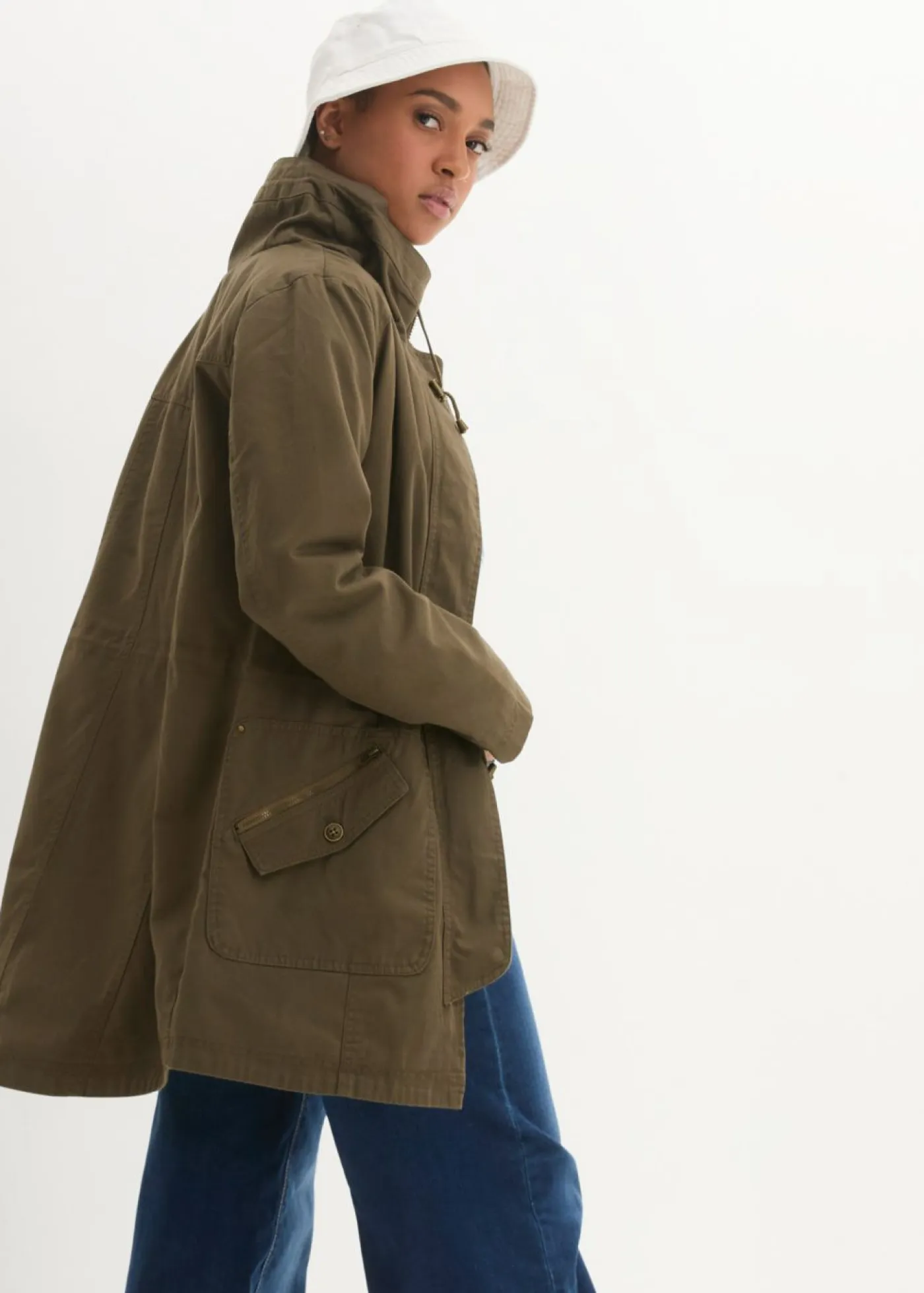 Mujer bonprix bonprix Parka corta de algodón con cuello alto, entallada