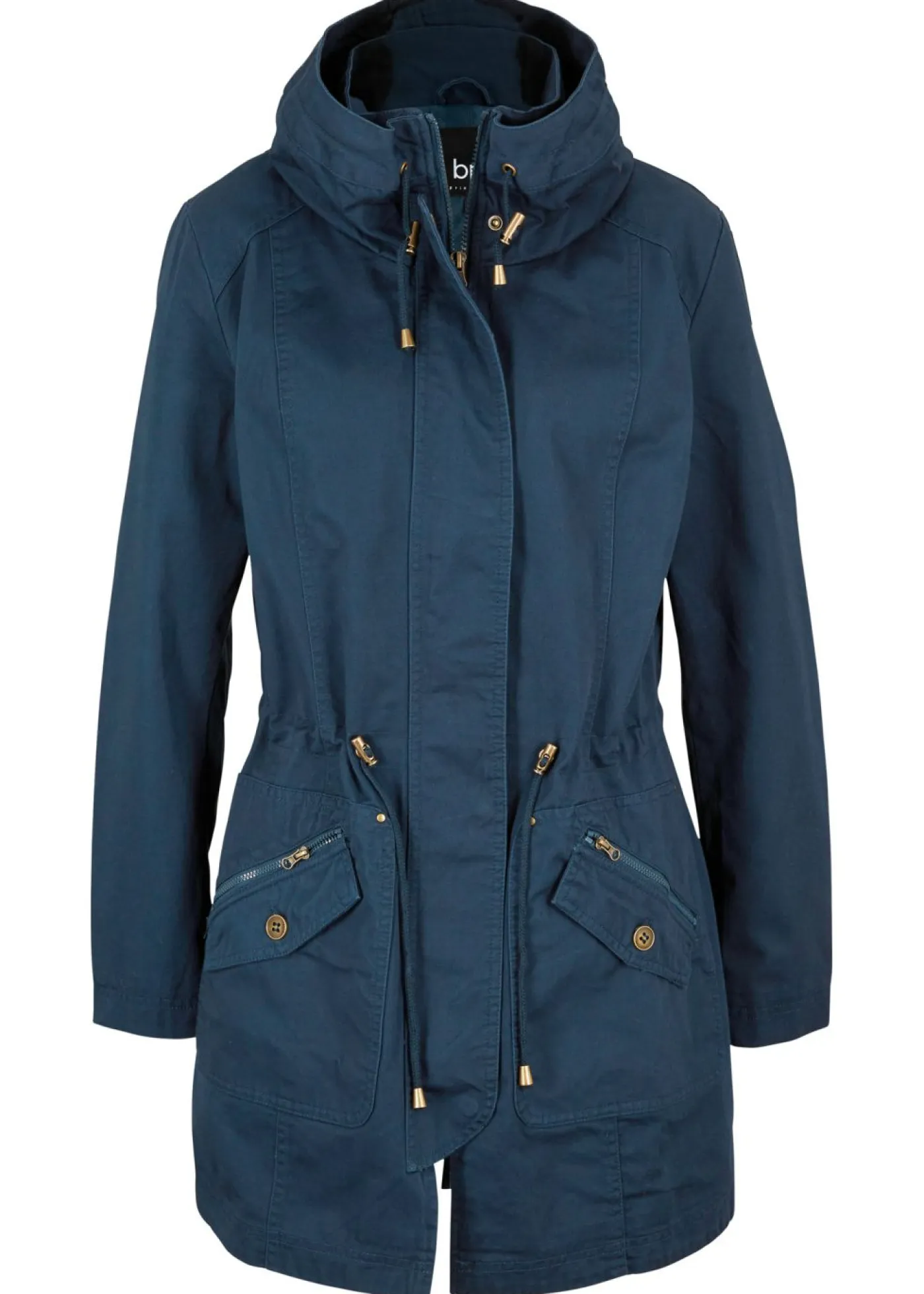 bonprix bonprix Chaquetas Y Abrigos>Parka corta de algodón con cuello alto, entallada Azul marino