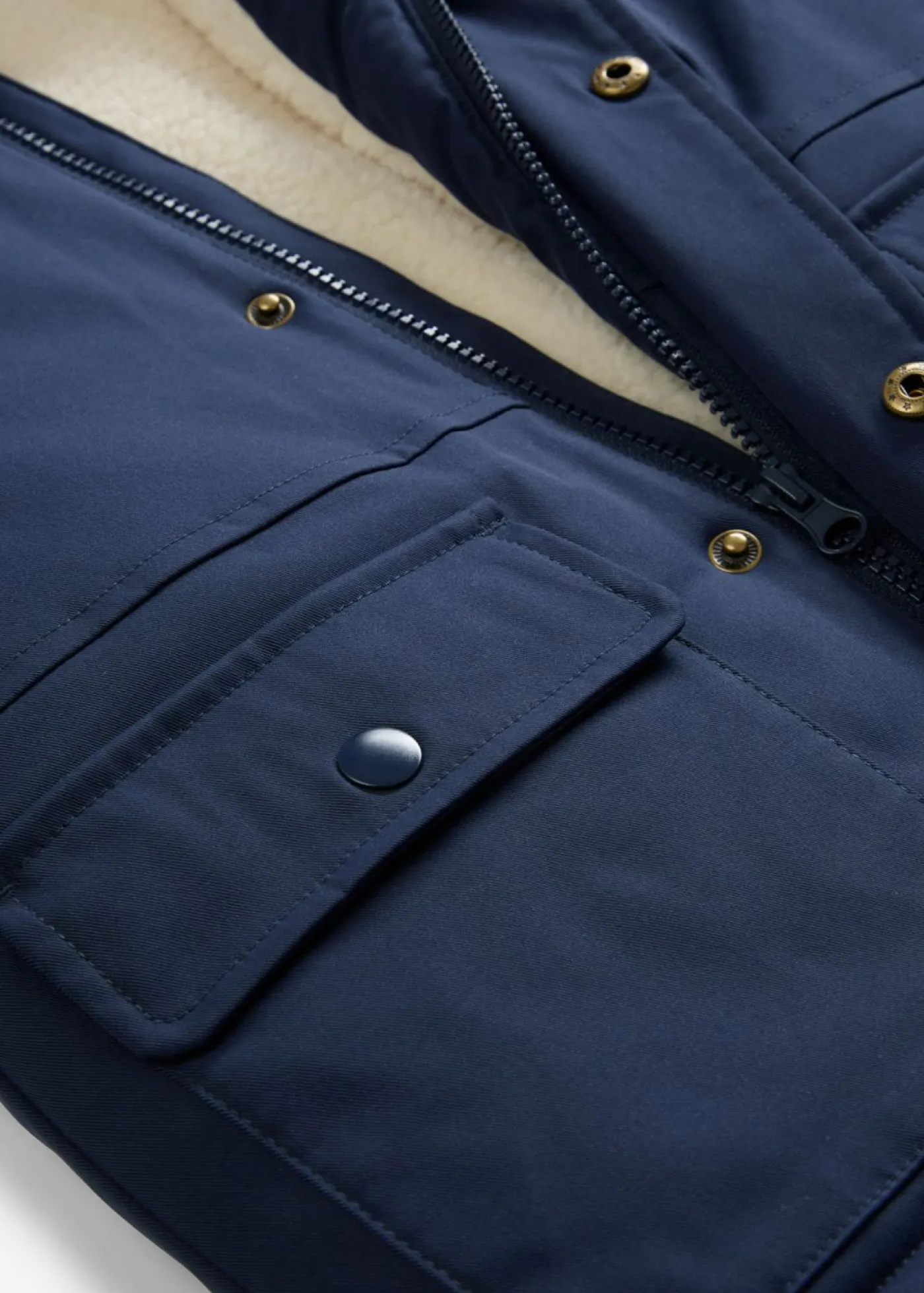 bonprix bonprix Ropa 2 A 9 Años·Prendas Exteriores Y Outdoor>Parka de invierno con forro de peluche, repelente al agua azul marino-crudo