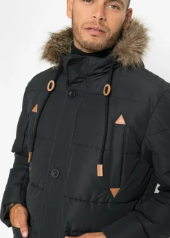 Hombre bonprix bonprix Parka funcional de invierno con capucha de pelo y detalles de piel sintética