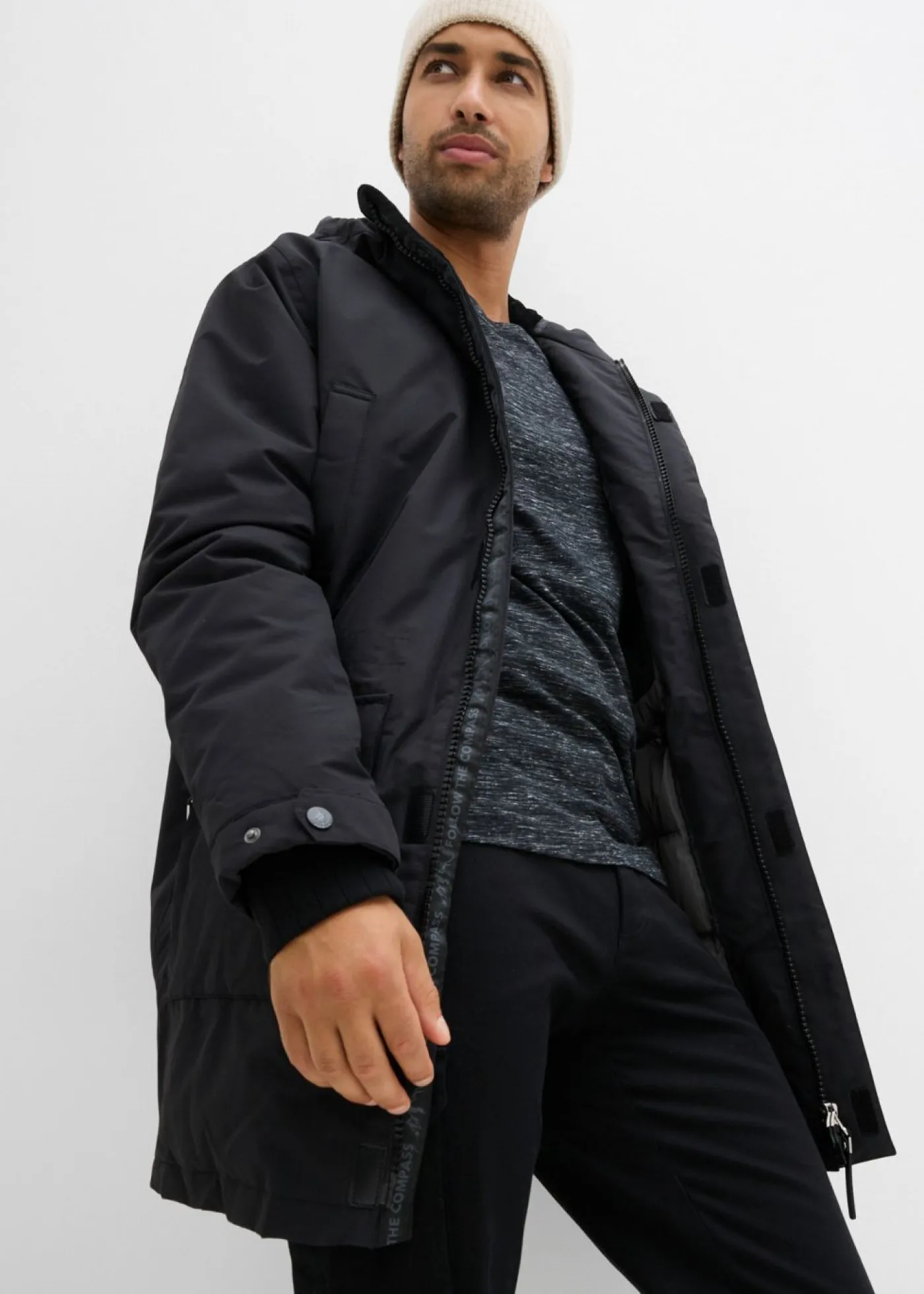 bonprix bonprix Chaquetas Y Abrigos·Chaquetas Impermeables|Chaquetas Y Abrigos·Chaquetas>Parka funcional impermeable con plumón auténtico para invierno Negro