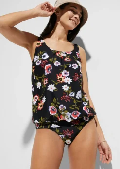 bonprix bonprix Conjuntos De Traje De Baño|Tankinis>Parte superior de tankini de poliamida reciclada Negro de flores