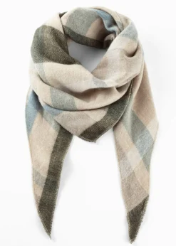 bonprix bonprix Bufandas Y Pañuelos>Pañuelo triangular Beige-azul claro-gris oscuro de cuadros