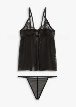 bonprix bonprix Lencería Sexy|Ropa Para Dormir>Picardías+ tanga (2 piezas) Negro