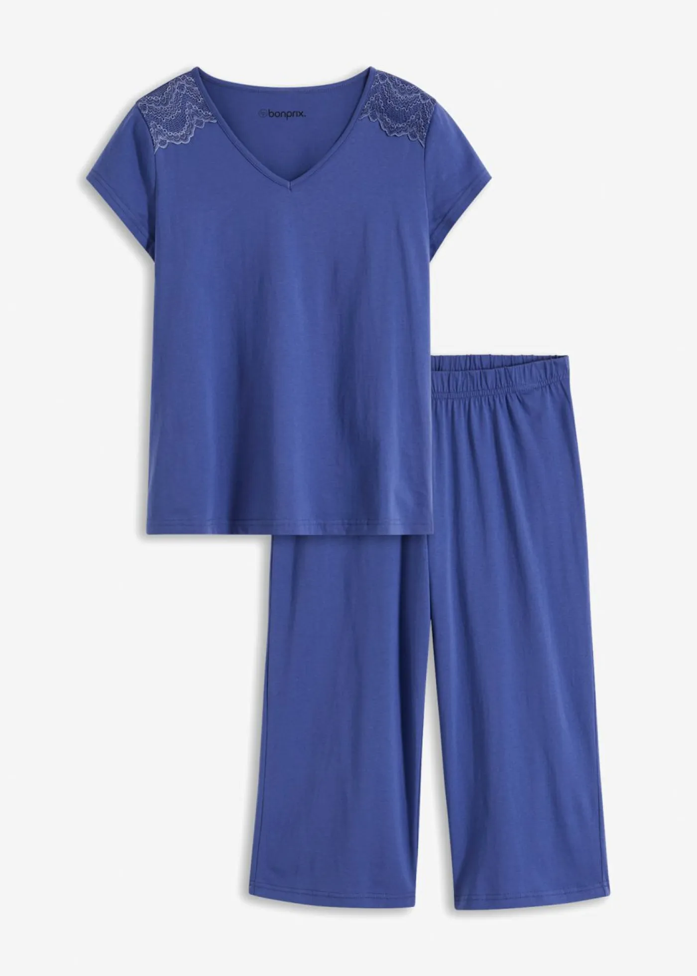 bonprix bonprix Ropa Para Dormir>Pijama capri con culotte ancho azul pacífico oscuro