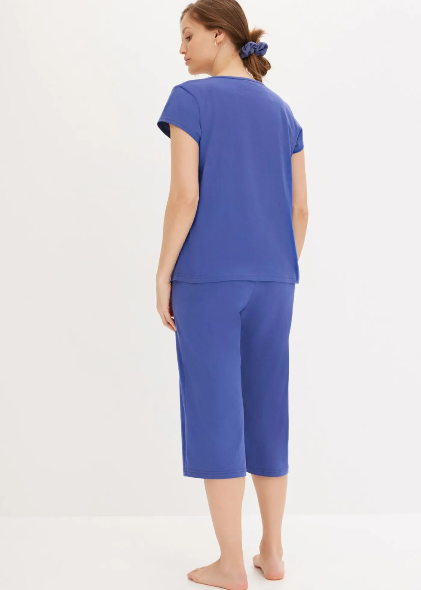 bonprix bonprix Ropa Para Dormir>Pijama capri con culotte ancho azul pacífico oscuro