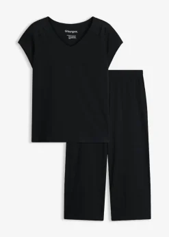 bonprix bonprix Ropa Para Dormir>Pijama capri con culotte ancho Negro