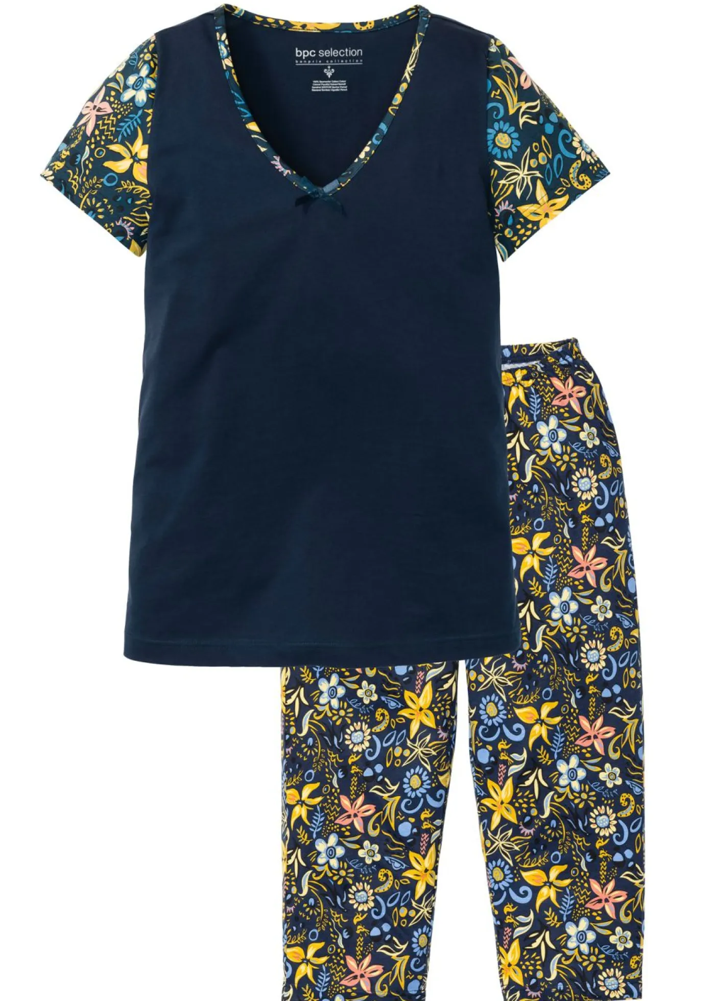 Mujer bonprix bonprix Pijama capri con mangas cortas, de algodón puro