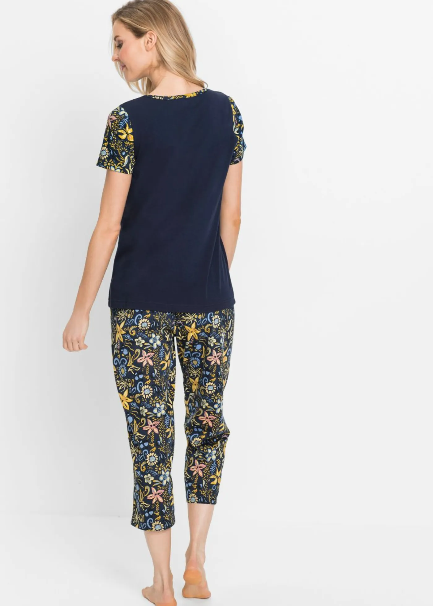 Mujer bonprix bonprix Pijama capri con mangas cortas, de algodón puro