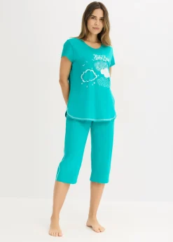 Mujer bonprix bonprix Pijama capri de algodón orgánico puro