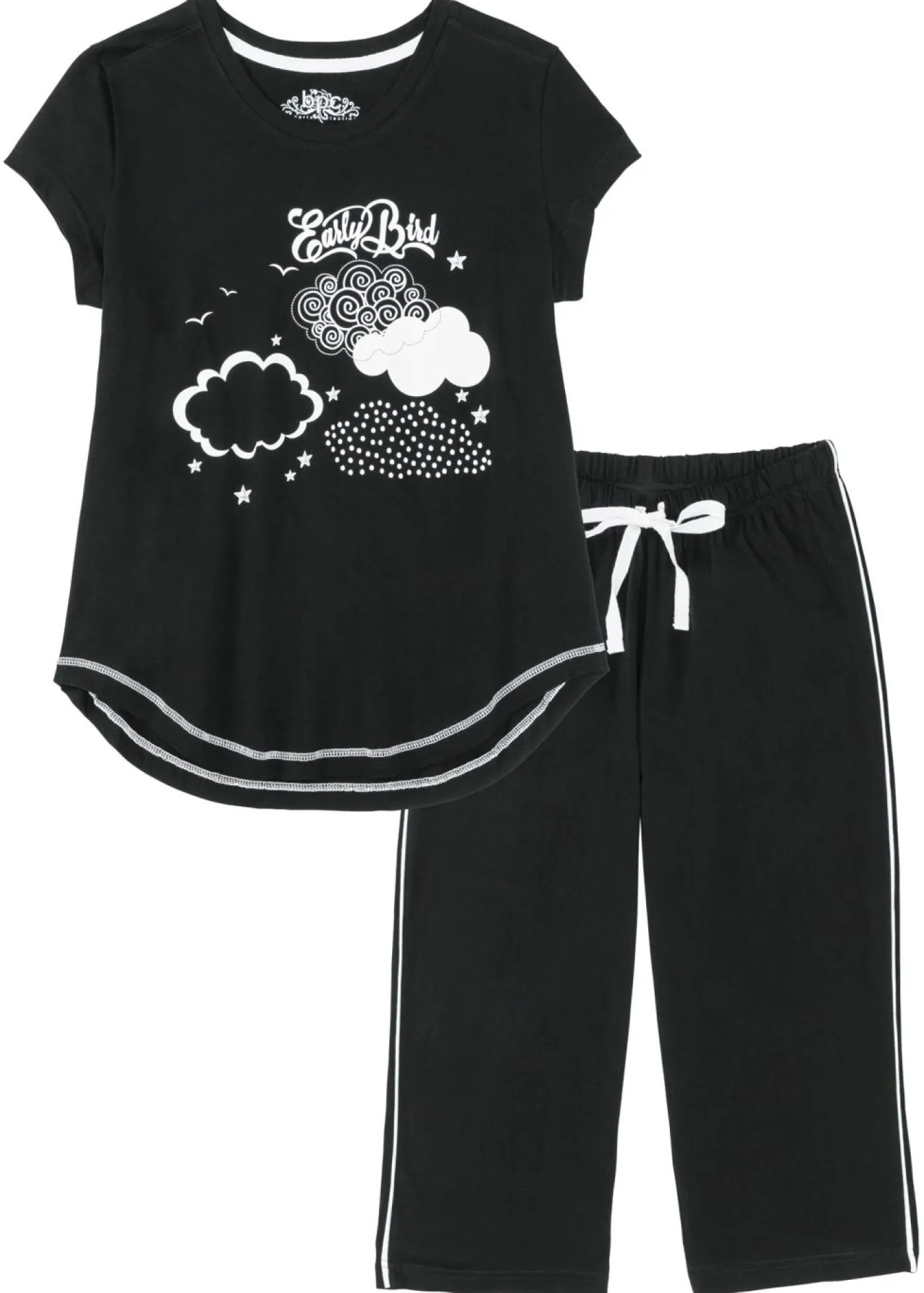 bonprix bonprix Ropa Para Dormir>Pijama capri de algodón orgánico puro Negro-blanco
