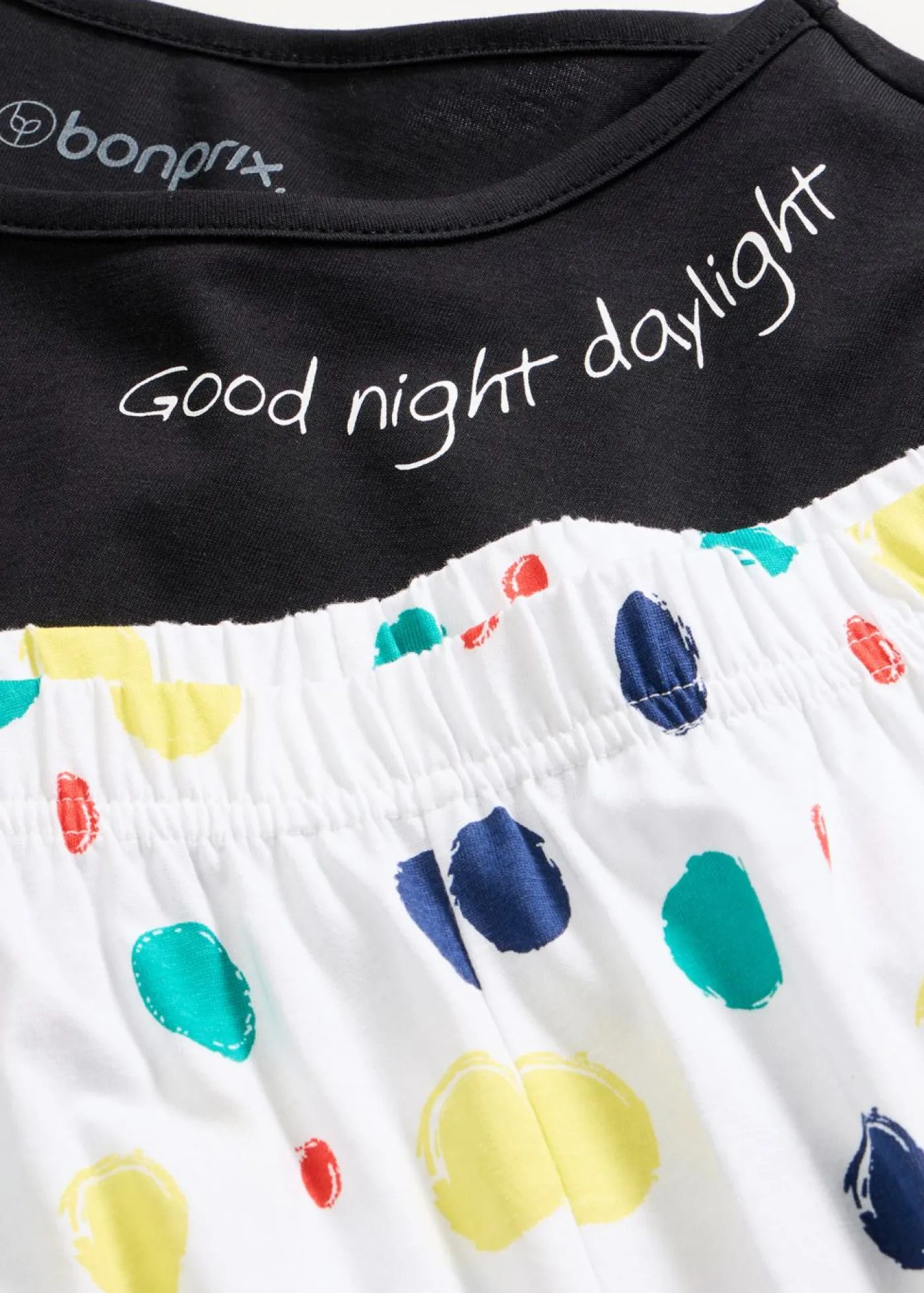 bonprix bonprix Ropa Para Dormir|Novedades>Pijama capri de algodón puro Negro de lunares