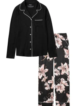 bonprix bonprix Ropa Para Dormir>Pijama con botones Negro de flores
