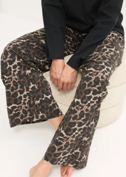 Mujer bonprix bonprix Pijama con camiseta de canalé y pantalón ancho