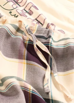 bonprix bonprix Ropa Para Dormir>Pijama con pantalón suave y bolsa de regalo beige natural-morado intenso a cuadros