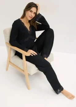 Mujer bonprix bonprix Pijama con ribete de encaje