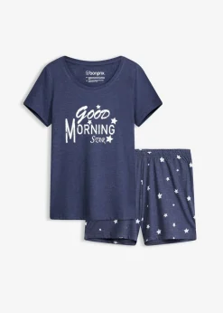 bonprix bonprix Ropa Para Dormir>Pijama corto Azul marino jaspeado