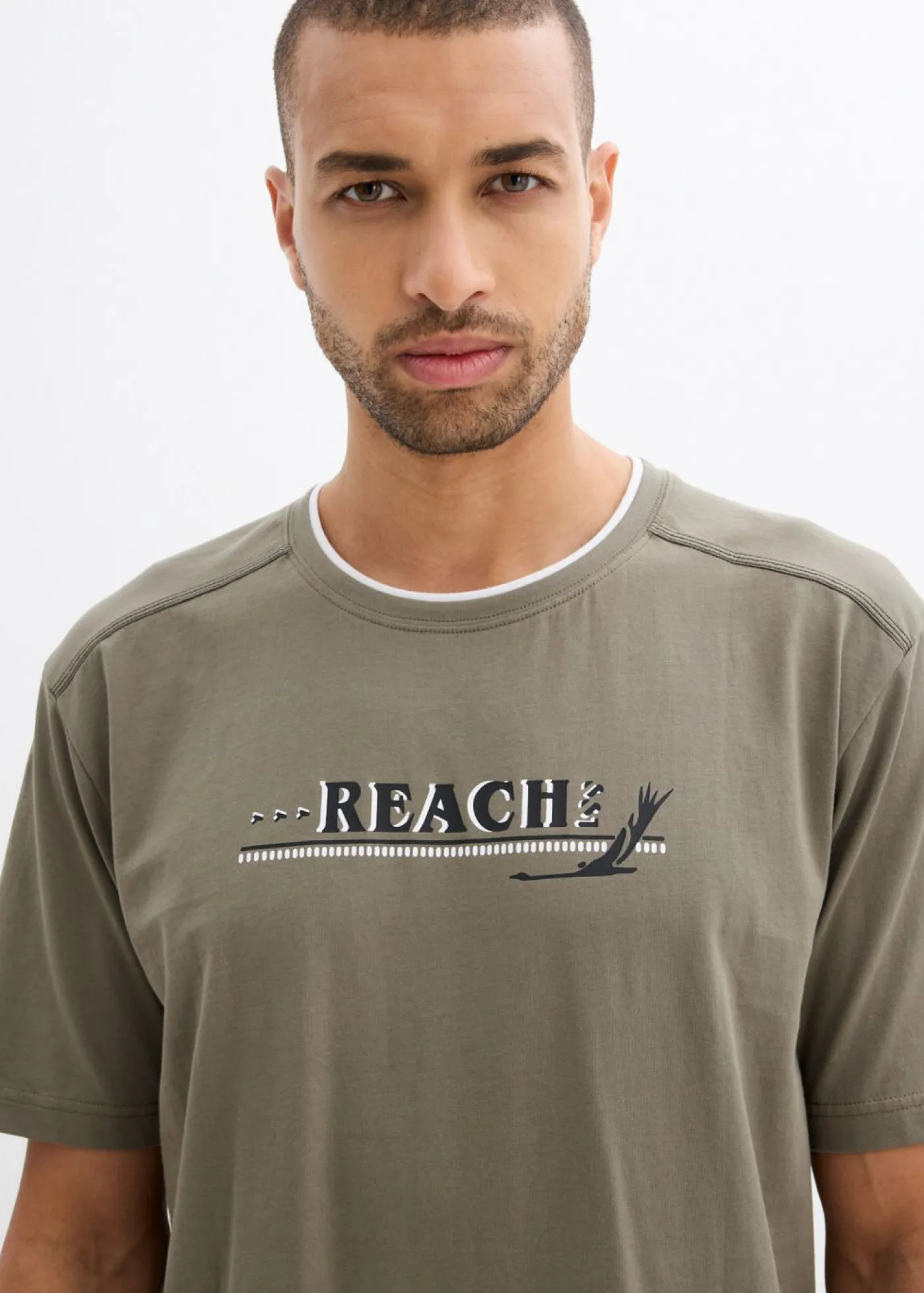 bonprix bonprix Pijamas|Ropa Interior·Pijamas>Pijama corto con algodón suave Verde grisáceo + negro