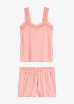 Mujer bonprix bonprix Pijama corto con delicado ribete de encaje