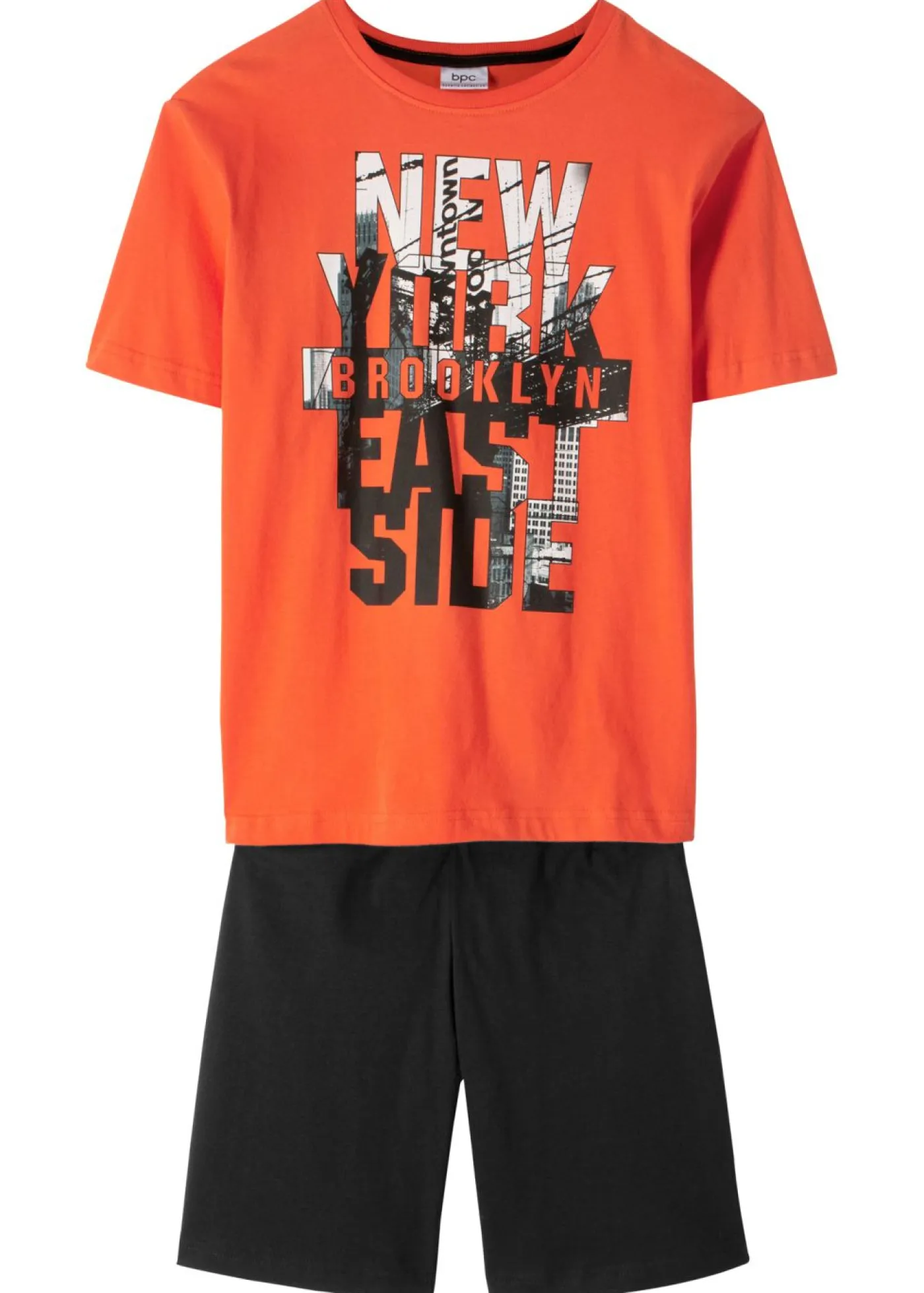 bonprix bonprix Niño·Pijamas>Pijama corto de algodón puro (2 piezas) Rojo anaranjado-negro