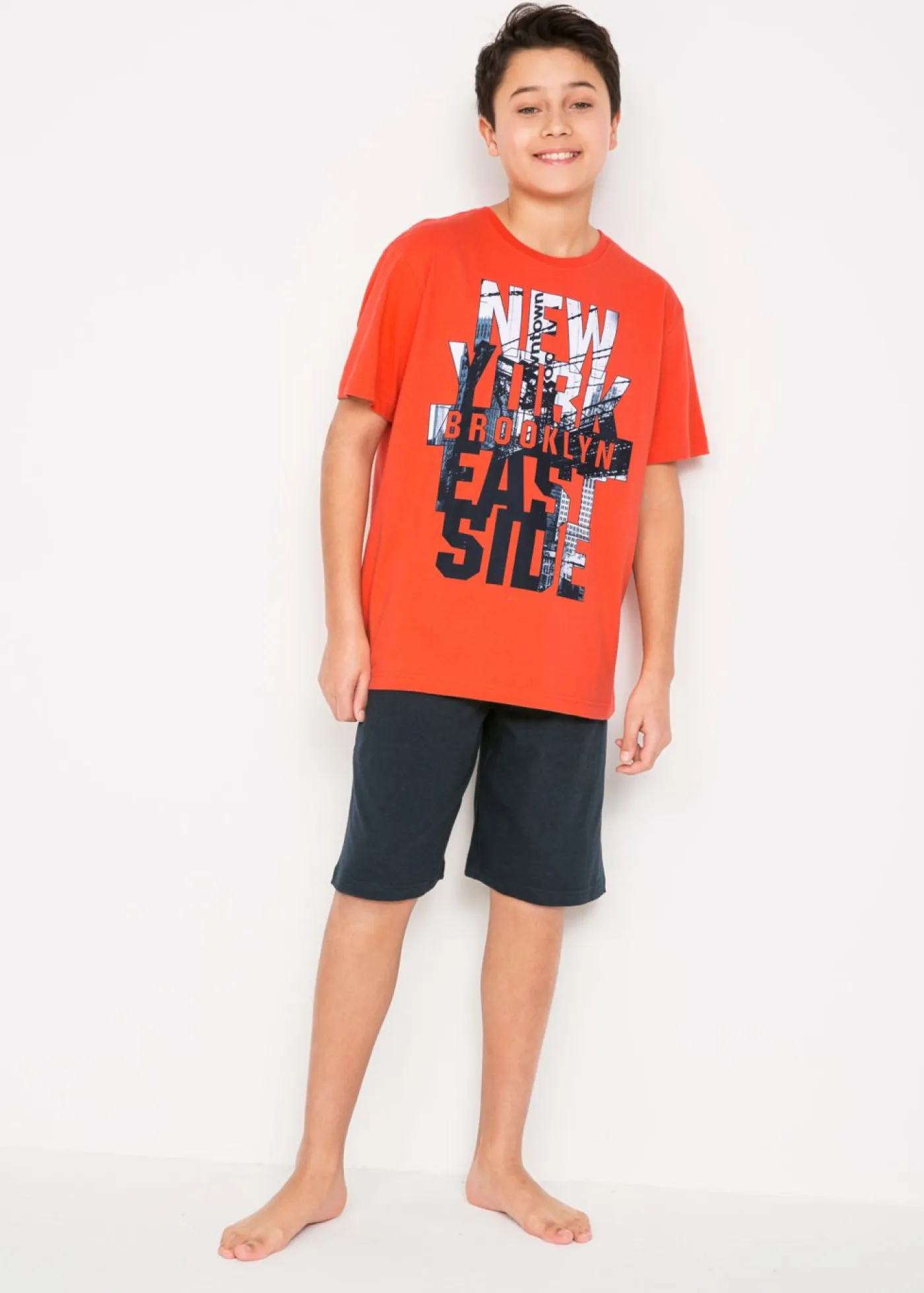 bonprix bonprix Niño·Pijamas>Pijama corto de algodón puro (2 piezas) Rojo anaranjado-negro