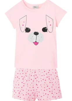 bonprix bonprix Niña·Pijamas>Pijama corto de algodón puro (2 piezas) Rosa claro-fucsia