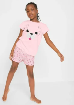 bonprix bonprix Niña·Pijamas>Pijama corto de algodón puro (2 piezas) Rosa claro-fucsia