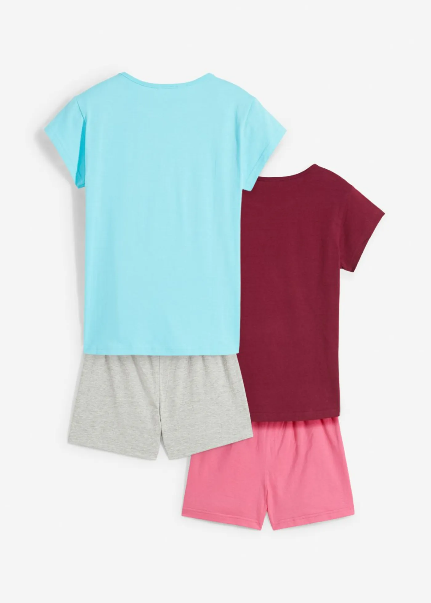 bonprix bonprix Multipack|Niña·Pijamas>Pijama corto de algodón suave (2 unidades) Celeste/baya/gris claro jaspeado/rosa estampado